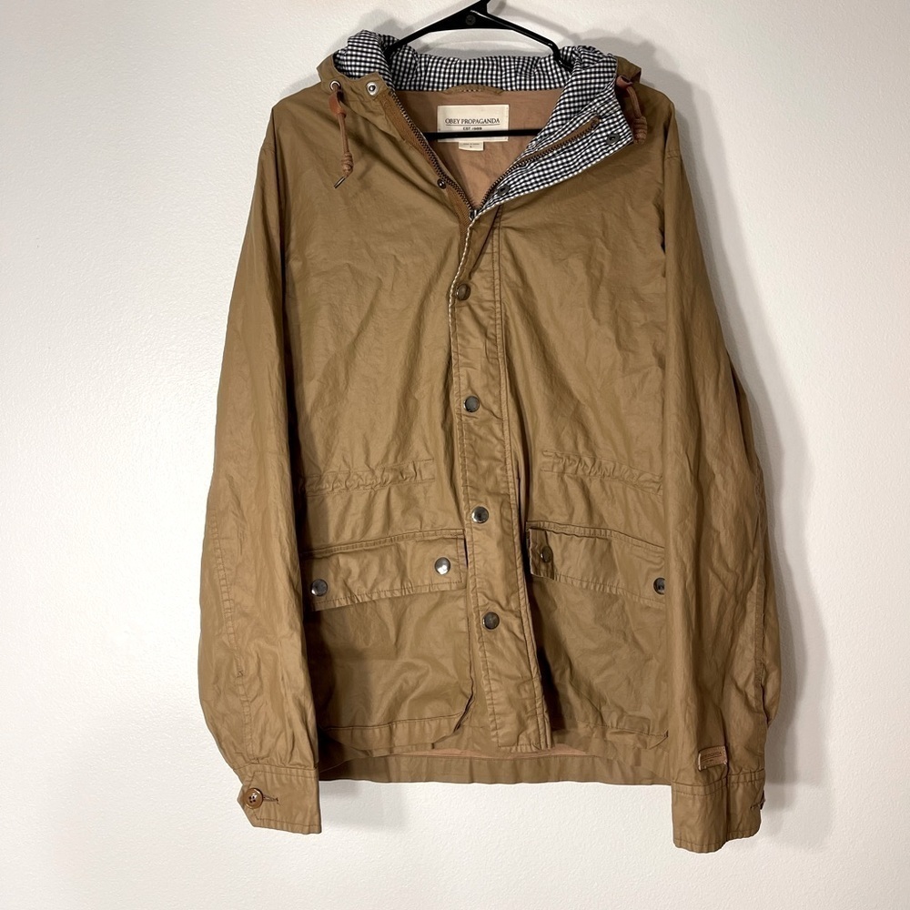 𝅺obey Propaganda Women Sz L Utility Military Style outdoor Jacket button Zip Up